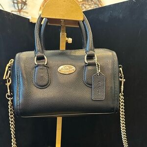 Coach Black mini Crossbody Bag with Gold Chain
